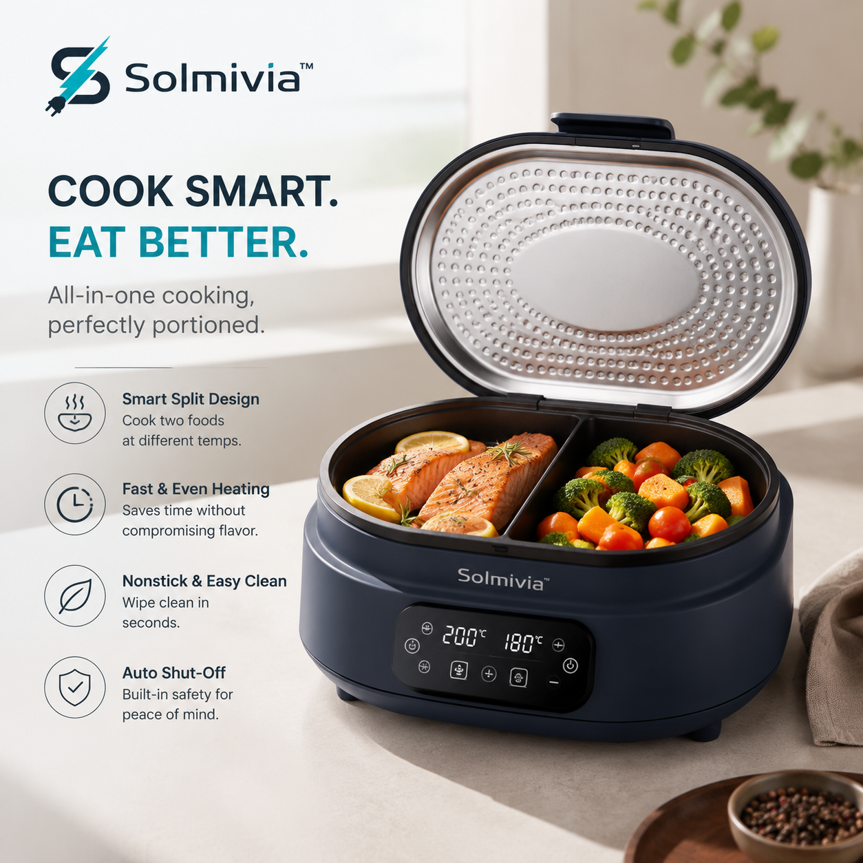 Solmivia™ DualZone SmartCook Electric Grill