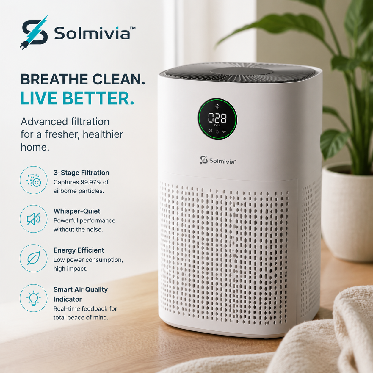 Solmivia™ PureAir Smart Air Purifier